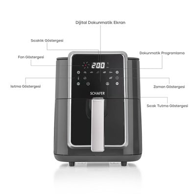 Schafer Thermochef Elegance 4,5 Litre Airfryer/Sıcak Hava Fritözü-Antrasit