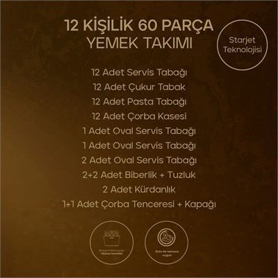 Schafer Tılsım Charm Yemek Takımı 60 Parça-Siyah