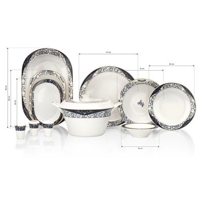 Schafer Tılsım Lace Yemek Takımı 60 Parça-Lacivert