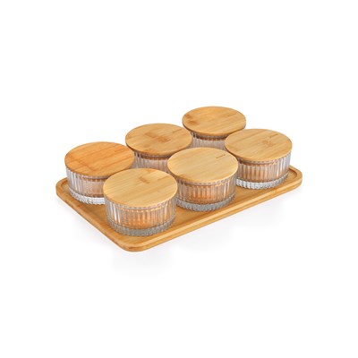 Schafer Woodart Çizgili Cam 6 Lı Kahvaltılık