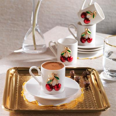 Schafer Zyra 4 Kişilik Kahve Fincan Takımı 8 Parça-Kirazlı