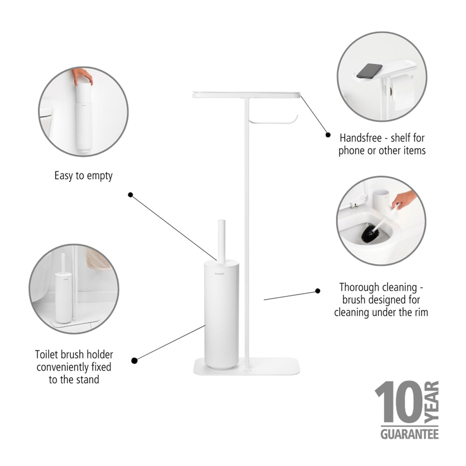 置物 Mr.white Brabantia Mindset Fresh White Standlı Organizer/Tuvalet Kağıdı