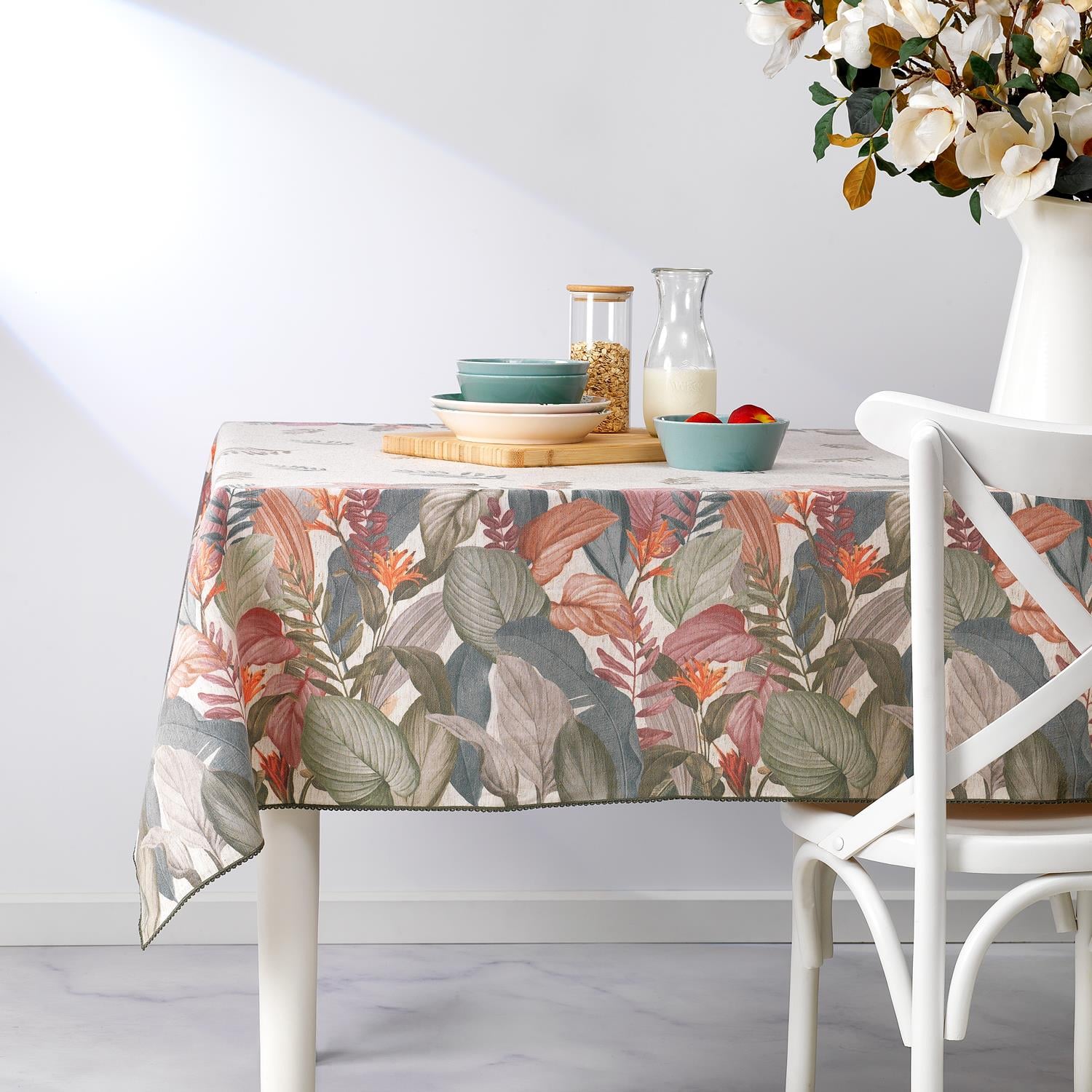 Schafer Home Tropical Poly Linen Masa Örtüsü 150x220-Yeşil | Schafer