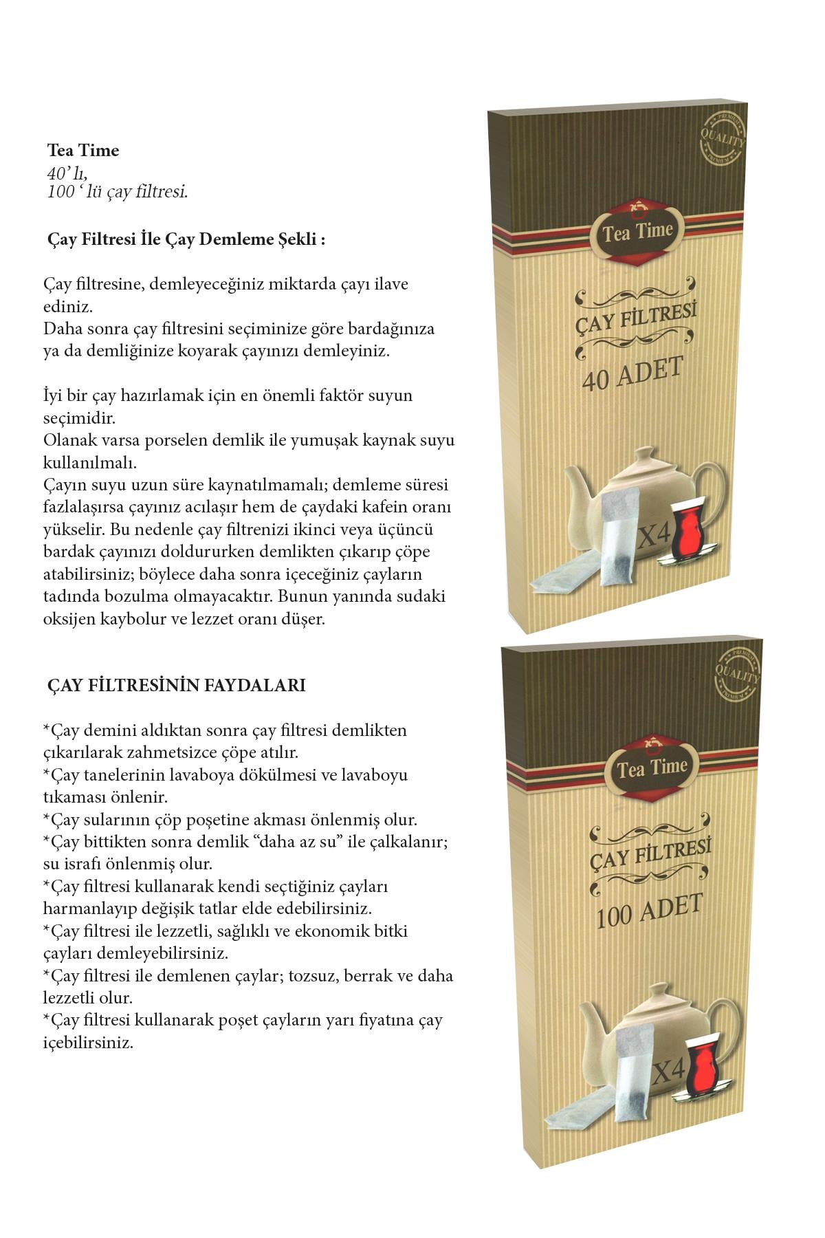 Çay Filtresi 10 Kutu 40lı 400 Adet Filtre Large Boy Premium Kalite Çay Poşeti