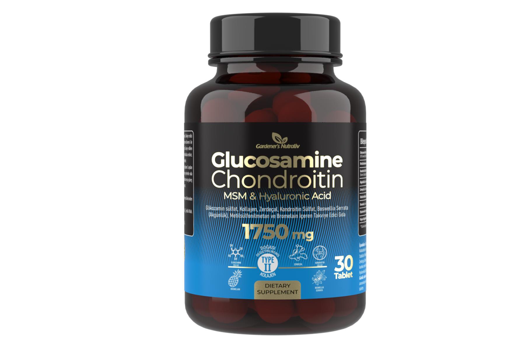 Glukozamin MSM Chondroitin Kolajen Hyaluronik asit Bromelain Boswellia Zerdeçal içeren 30 Tablet