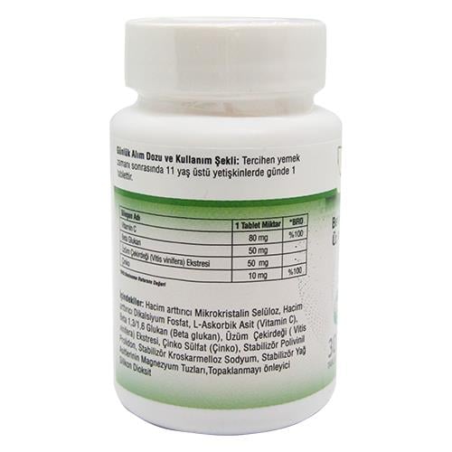Takecare Vitamin C Çinko ve Beta Glukan içeren 30 Tablet