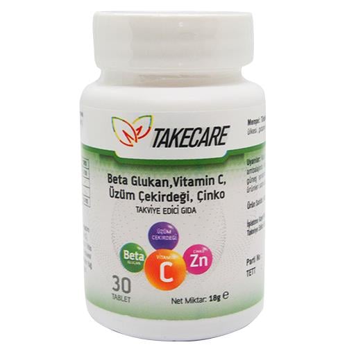 Takecare Vitamin C Çinko ve Beta Glukan içeren 30 Tablet