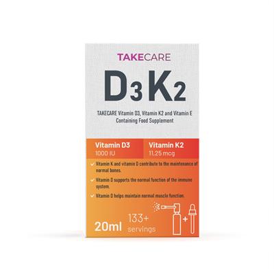 TAKECARE Vitamin D3, Vitamin K2 ve Vitamin E İçeren Takviye Edici Gıda 20ml Sprey ve Damla