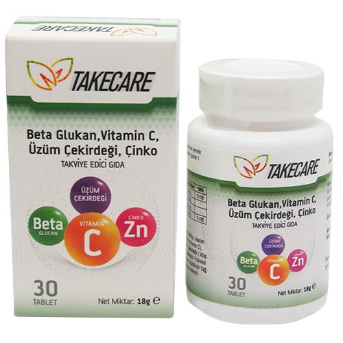 Take Care Vitamin C Çinko, Beta Glukan içeren 30 Tablet