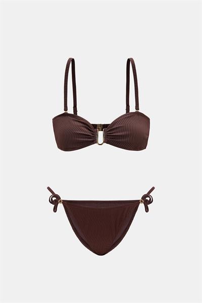 Assos Mocha Kahverengi Straplez Yandan Bağlamalı  Bikini Takım
