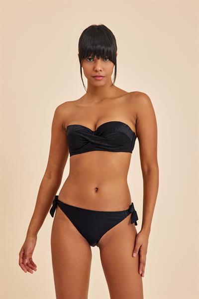 Bali Siyah Balenli Dolgulu Straplez Push-Up Bikini Üst