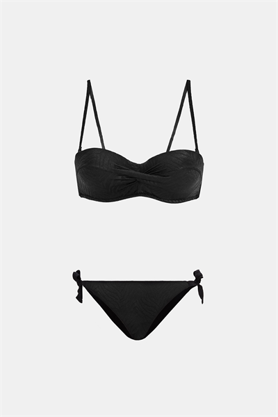 Bali Siyah Dolgulu Straplez Push-Up Bikini Takım