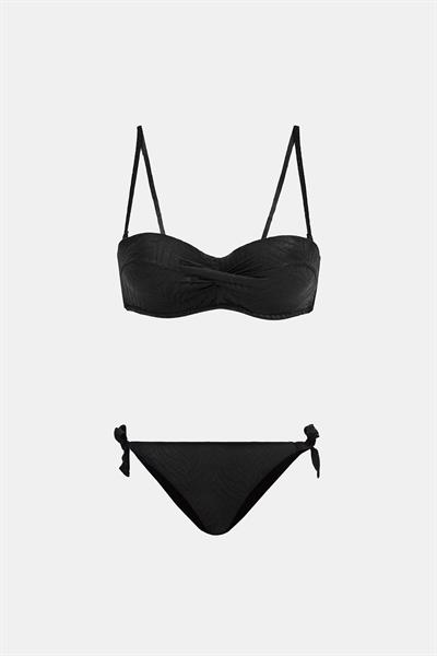 Bali Siyah Dolgulu Straplez Push-Up Bikini Takım