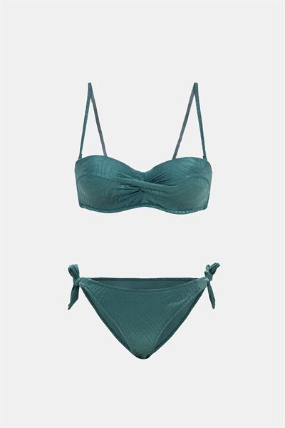 Bali Yeşil Dolgulu Straplez Push-Up Bikini Takım