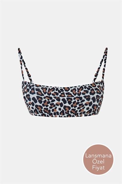 Capetown Leopar Desenli Bralet Çıkarılabilir Pedli Bikini Üst