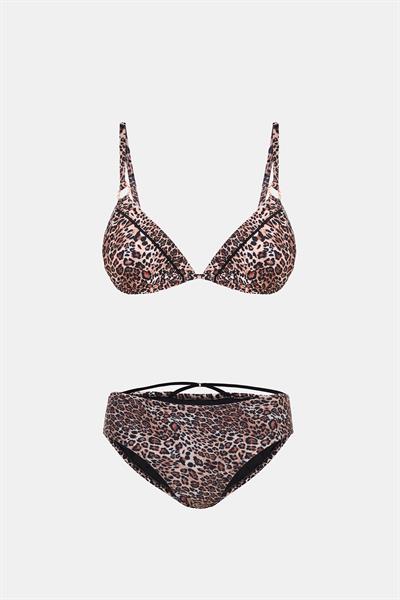 Capetown Leopar Desenli Çıkarilabilir Kap Biyeli Bikini Takım