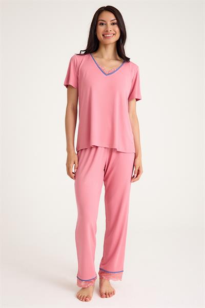 Dream Pembe Viskon Kumaş Pijama Takım