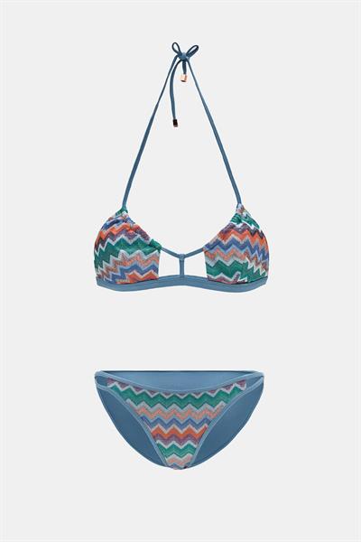 Hawaii Mavi Balensiz Üçgen Pencere Detaylı Boyundan Bağlamalı Bikini Takım