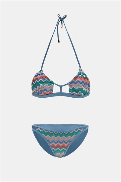 Hawaii Mavi Balensiz Üçgen Pencere Detaylı Boyundan Bağlamalı Bikini Takım