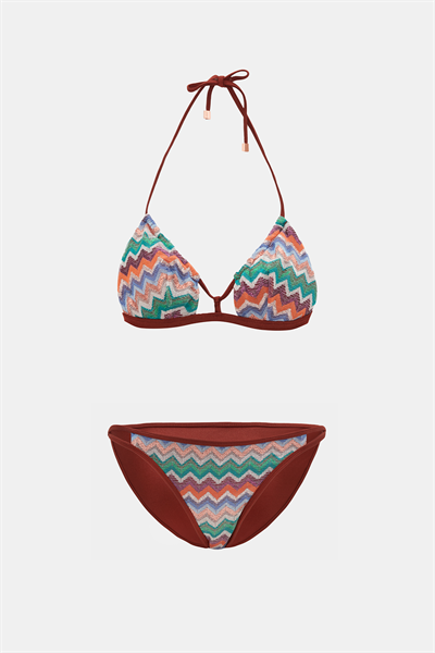 Hawaii Mocha Balensiz Üçgen Pencere Detaylı Boyundan Bağlamalı Bikini Takım