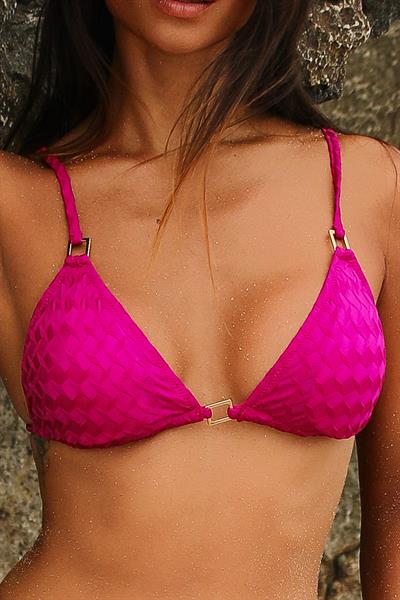 Olympos Mor Dolgusuz Çıkarılabilir Pedli Üçgen Bikini Üst