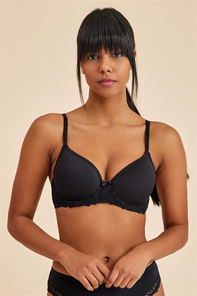 Victoria Siyah Toparlayıcı Balenli Dolgusuz Sütyen- Gün Boyu Konfor