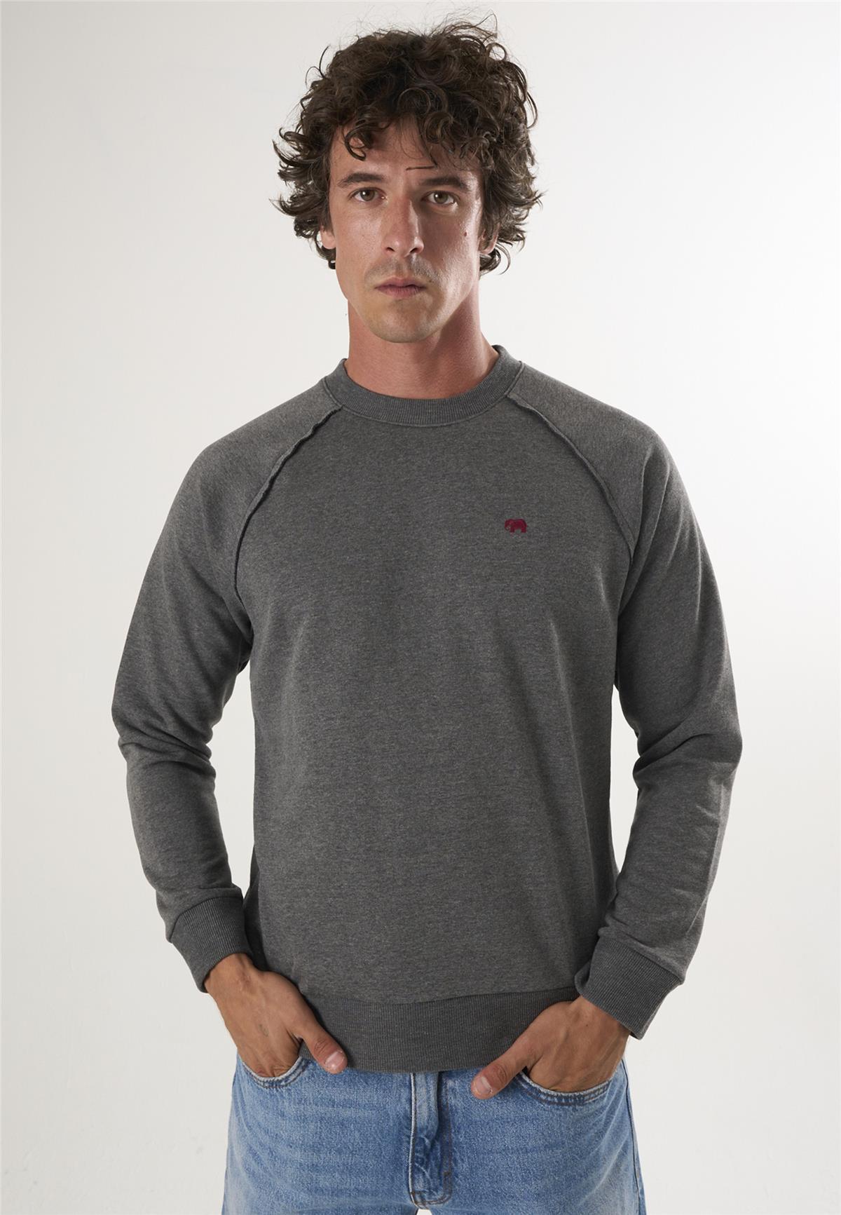 Bisiklet Yaka Basic Sweatshirt - Antrasit