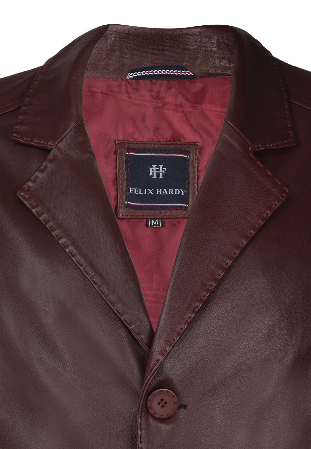 Felix Hardy Bordo Renk Hakiki Kuzu Derisi Tasarım Blazer