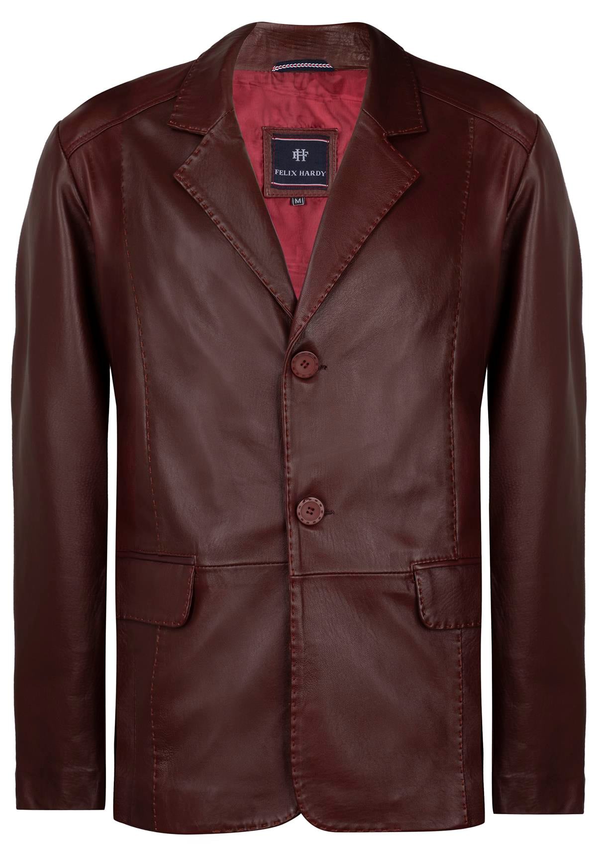Felix Hardy Bordo Renk Hakiki Kuzu Derisi Tasarım Blazer