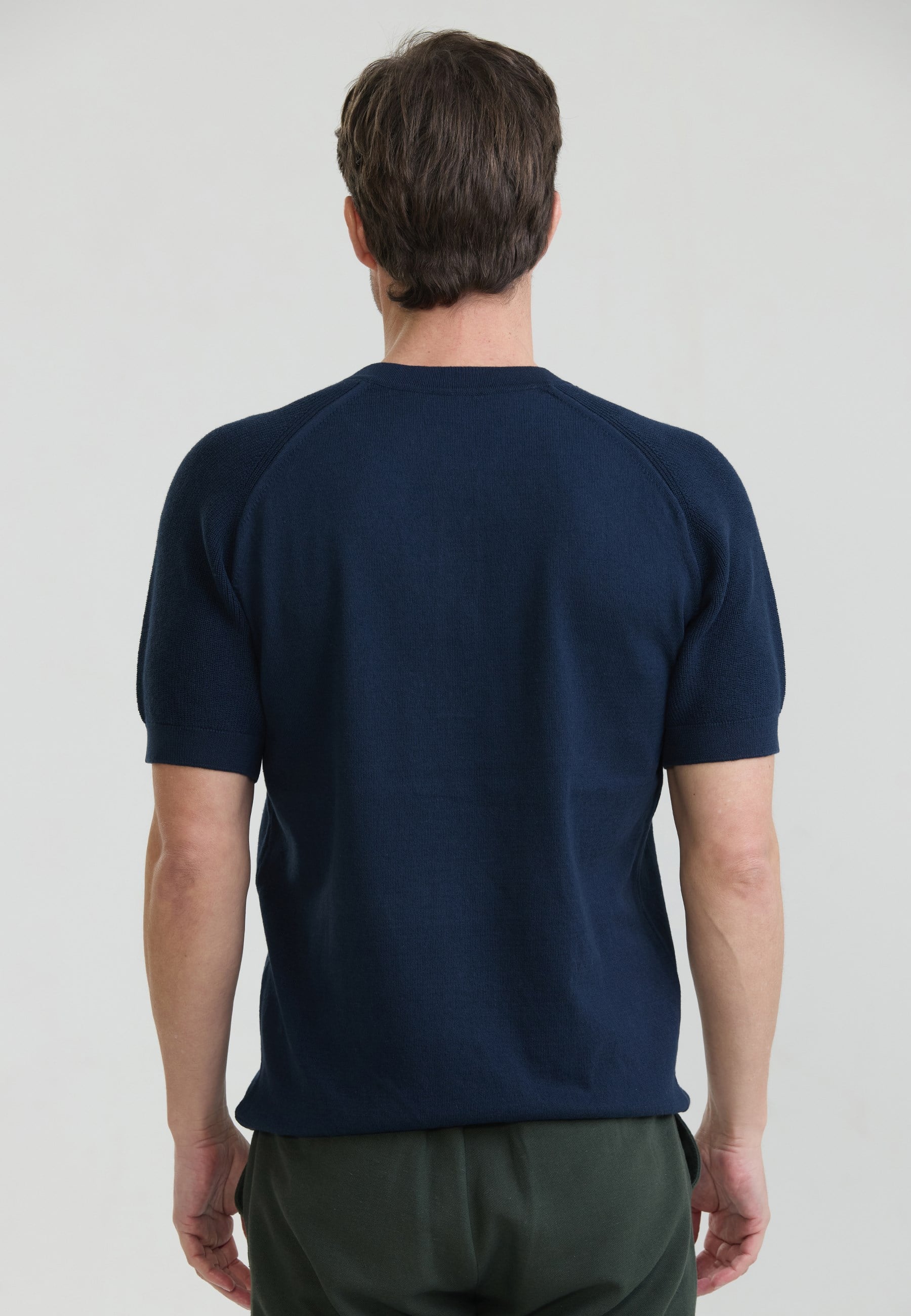 Erkek Basic Bisiklet Yaka Düğme Kapama Detaylı Triko T-Shirt