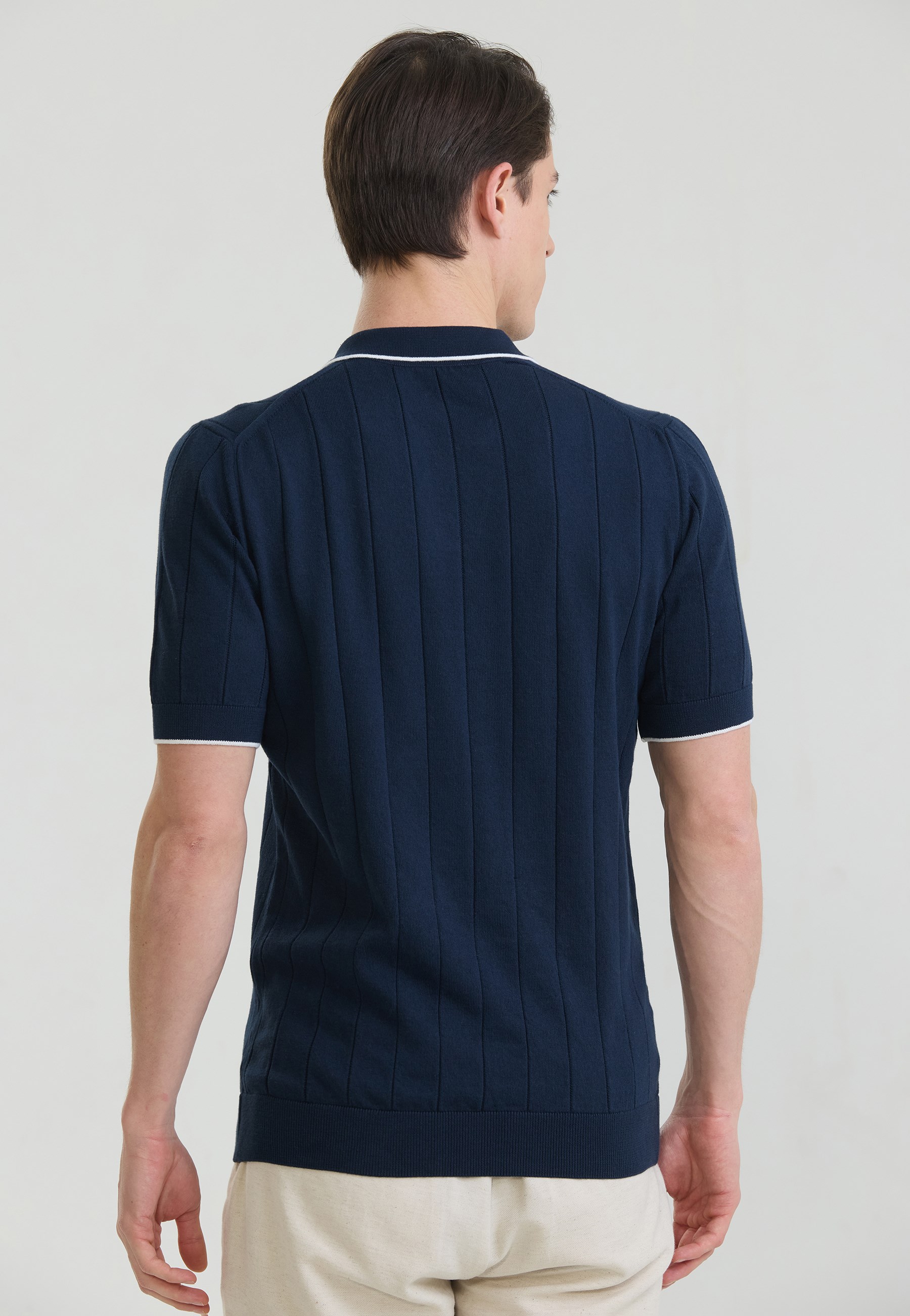 Erkek Basic Düğmesiz Triko Polo T-Shirt