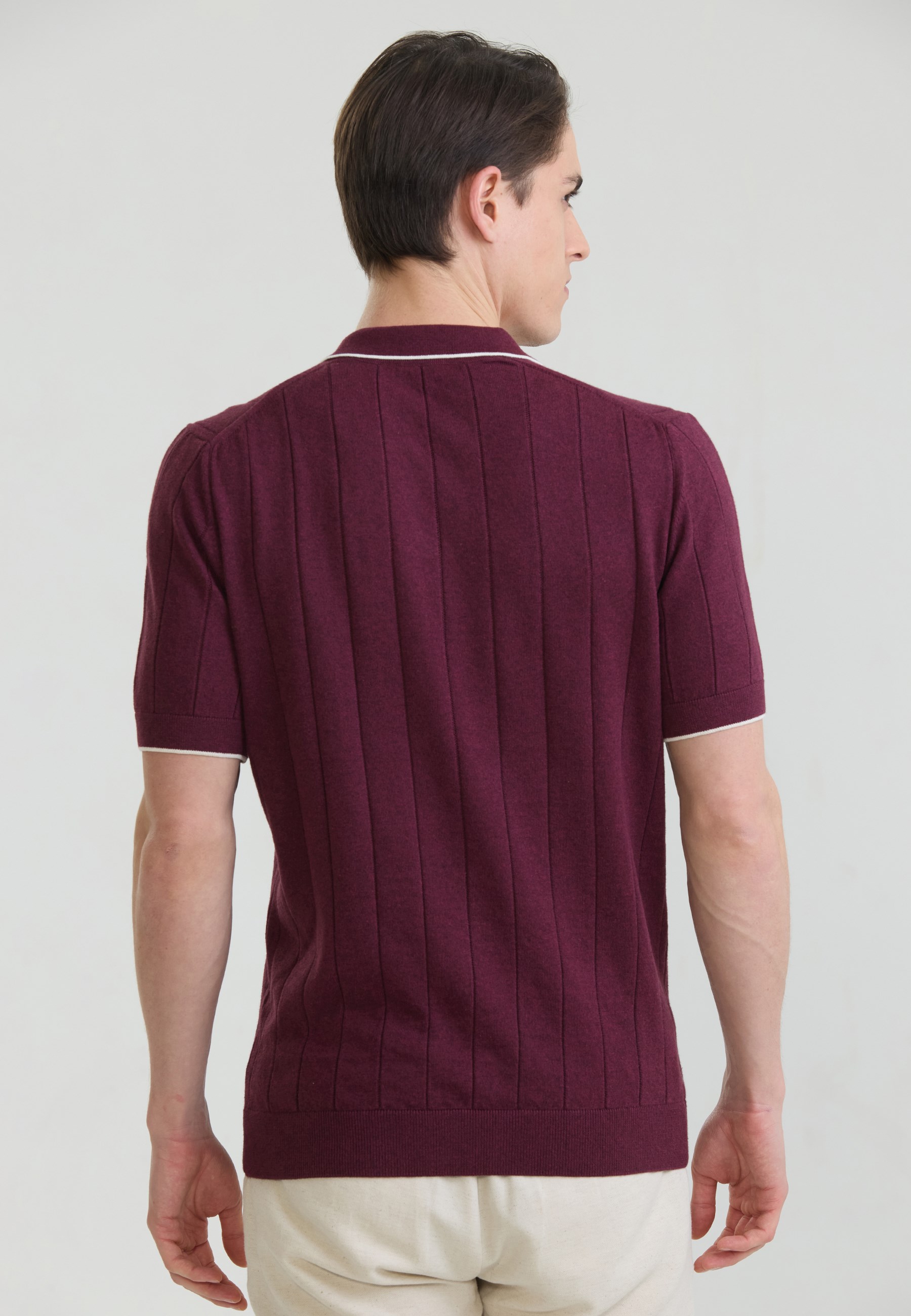 Erkek Basic Düğmesiz Triko Polo T-Shirt