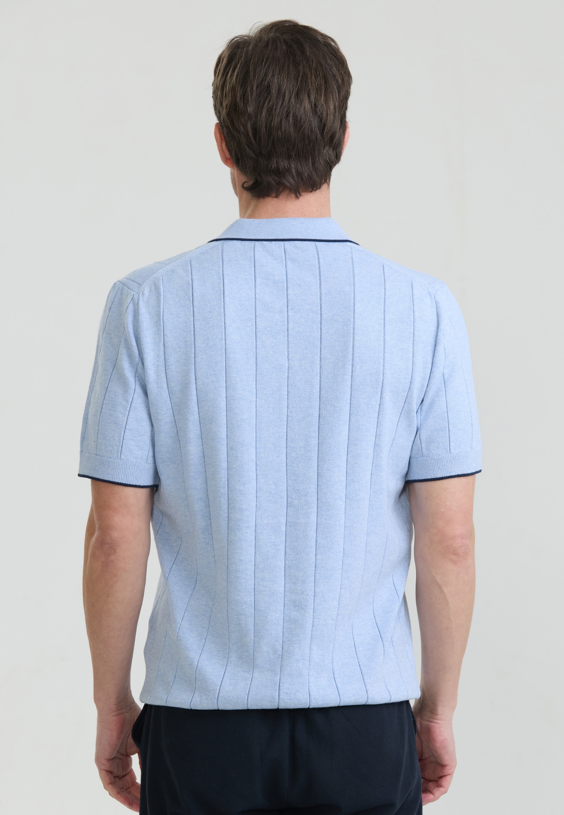 Erkek Basic Düğmesiz Triko Polo T-Shirt