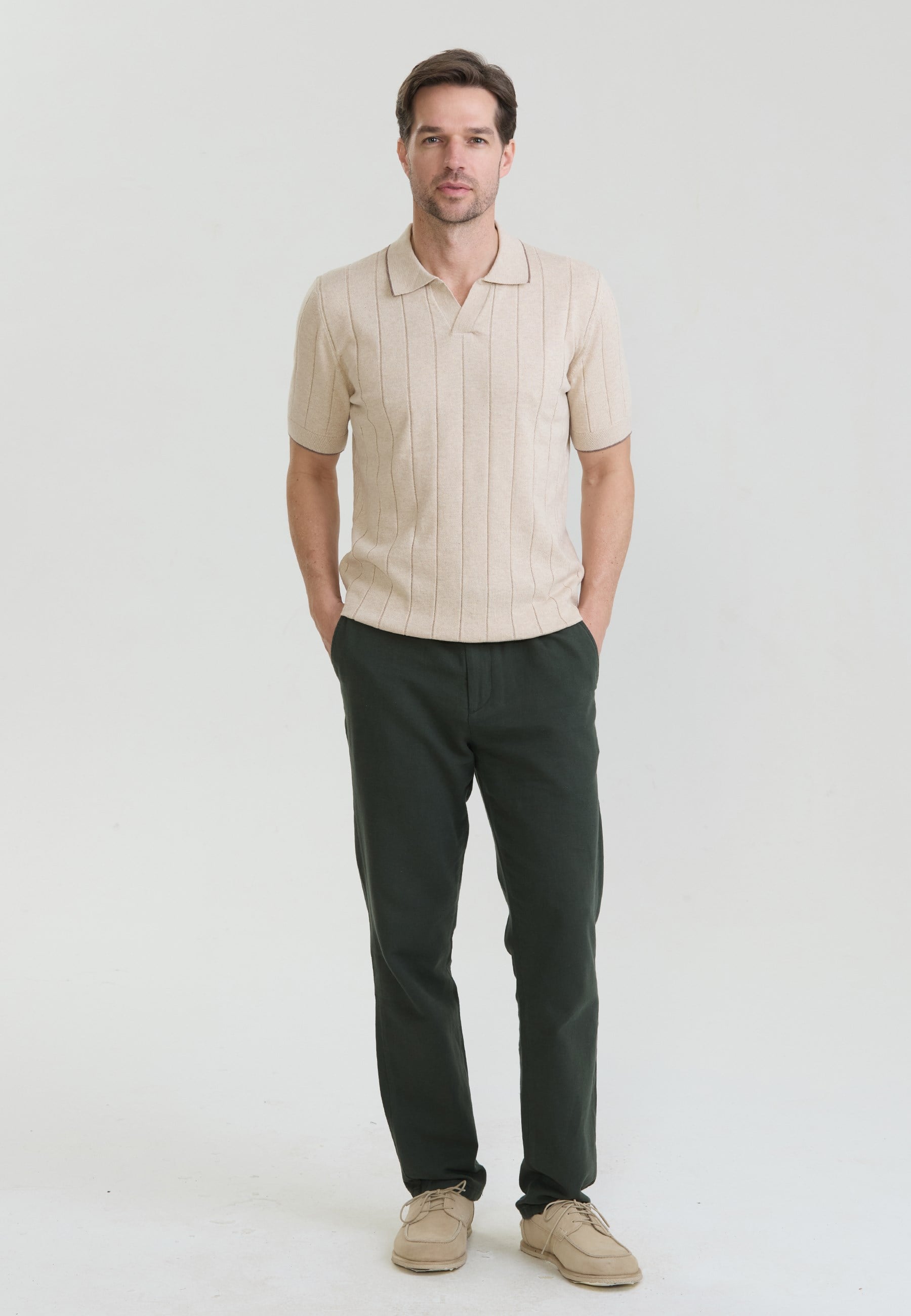 Erkek Basic Düğmesiz Triko Polo T-Shirt