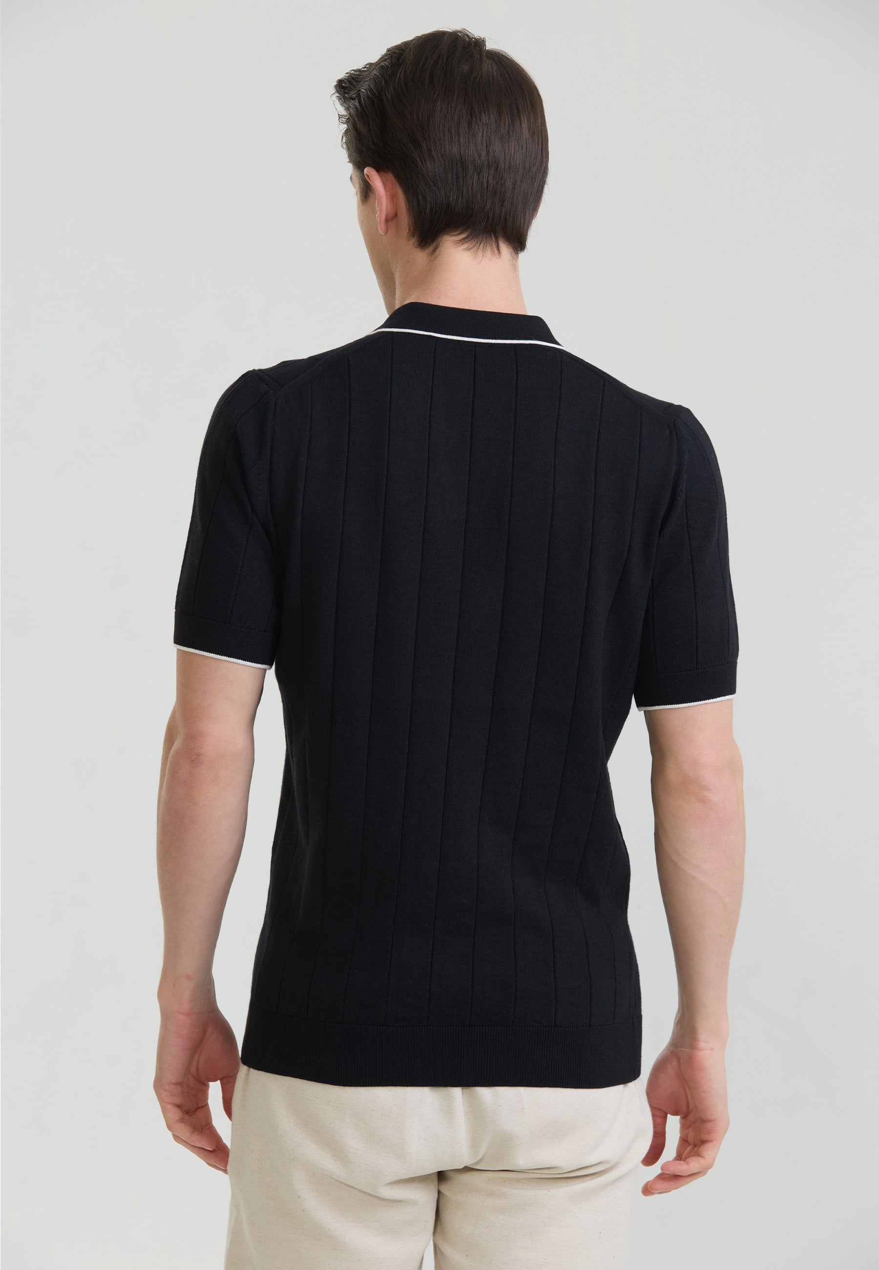 Erkek Basic Düğmesiz Triko Polo T-Shirt