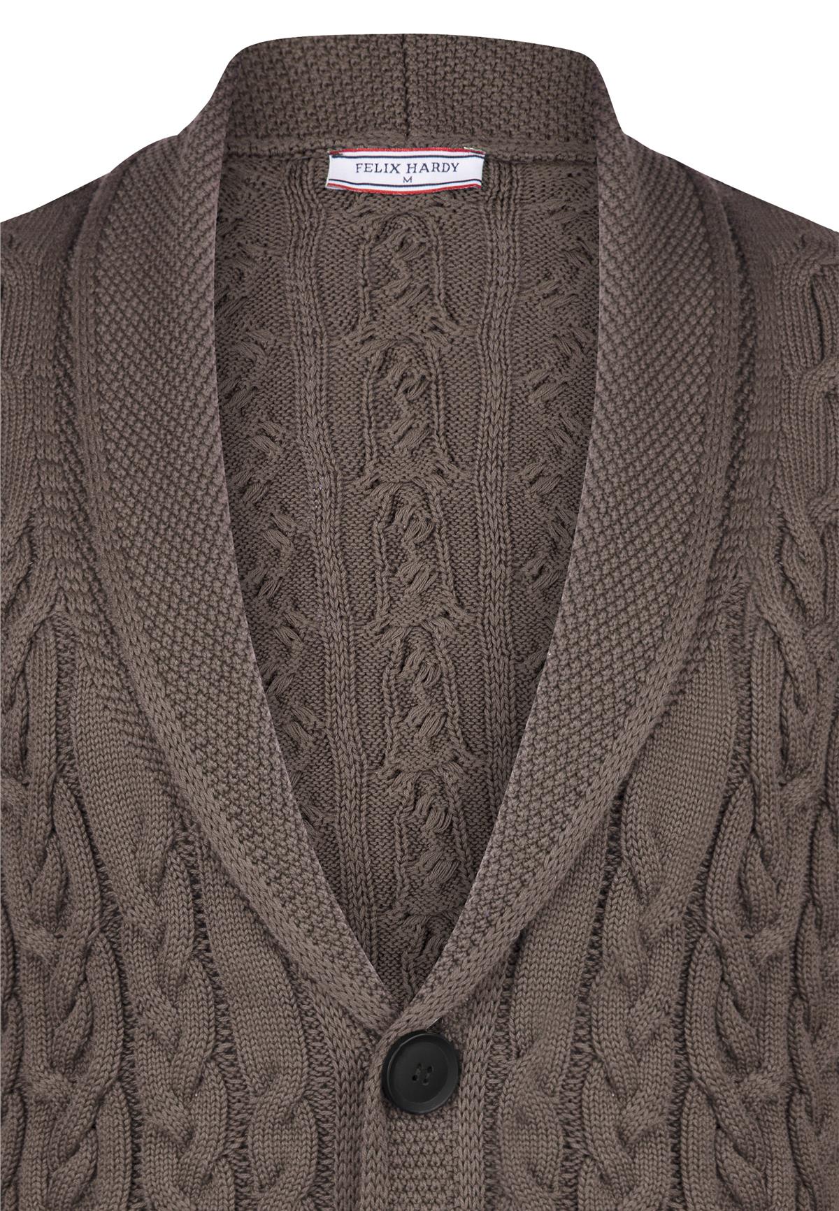 Erkek Düğmeli Hırka - Kahverengi