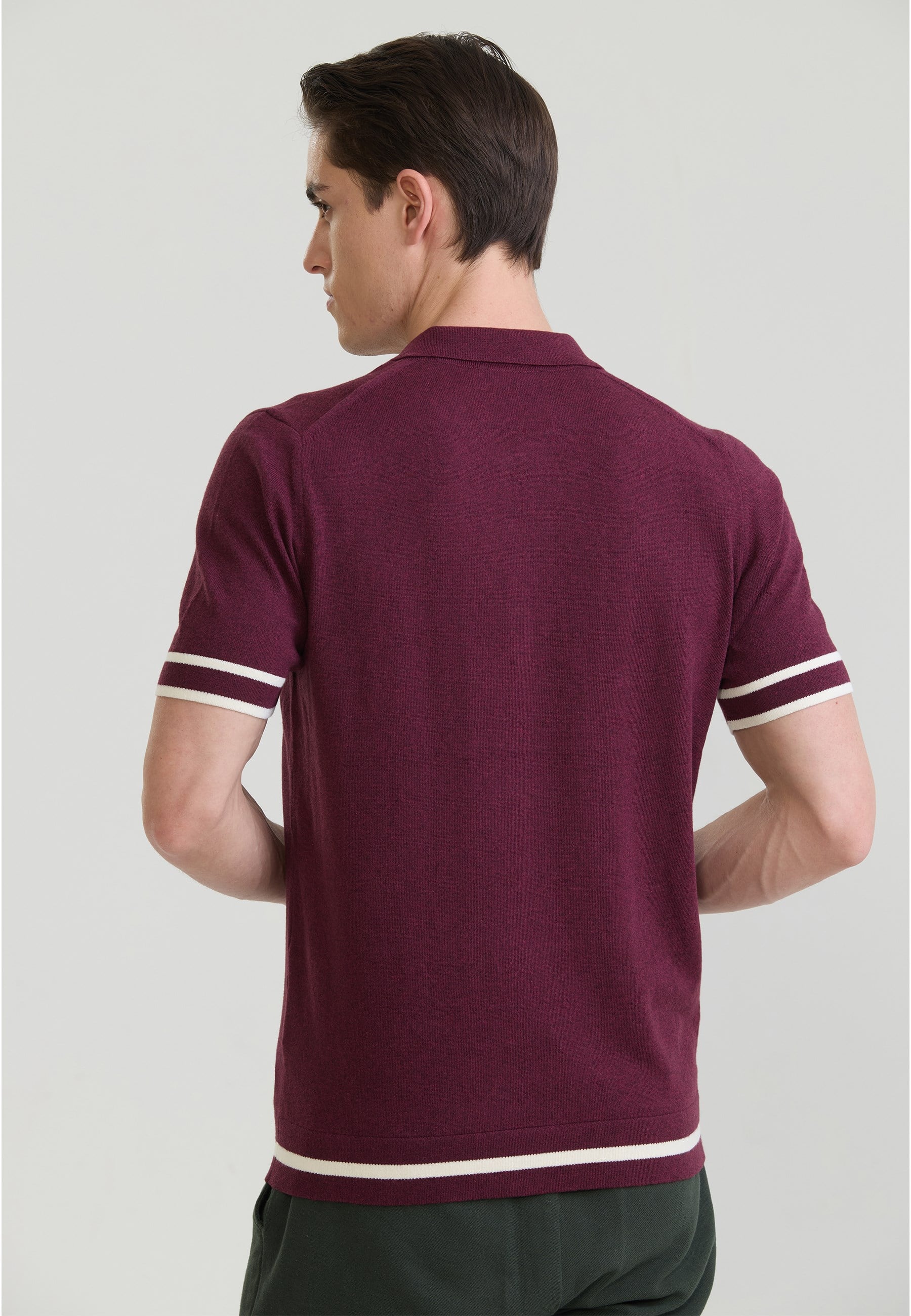 Erkek Fermuar Kapama Detaylı Triko Polo T-Shirt