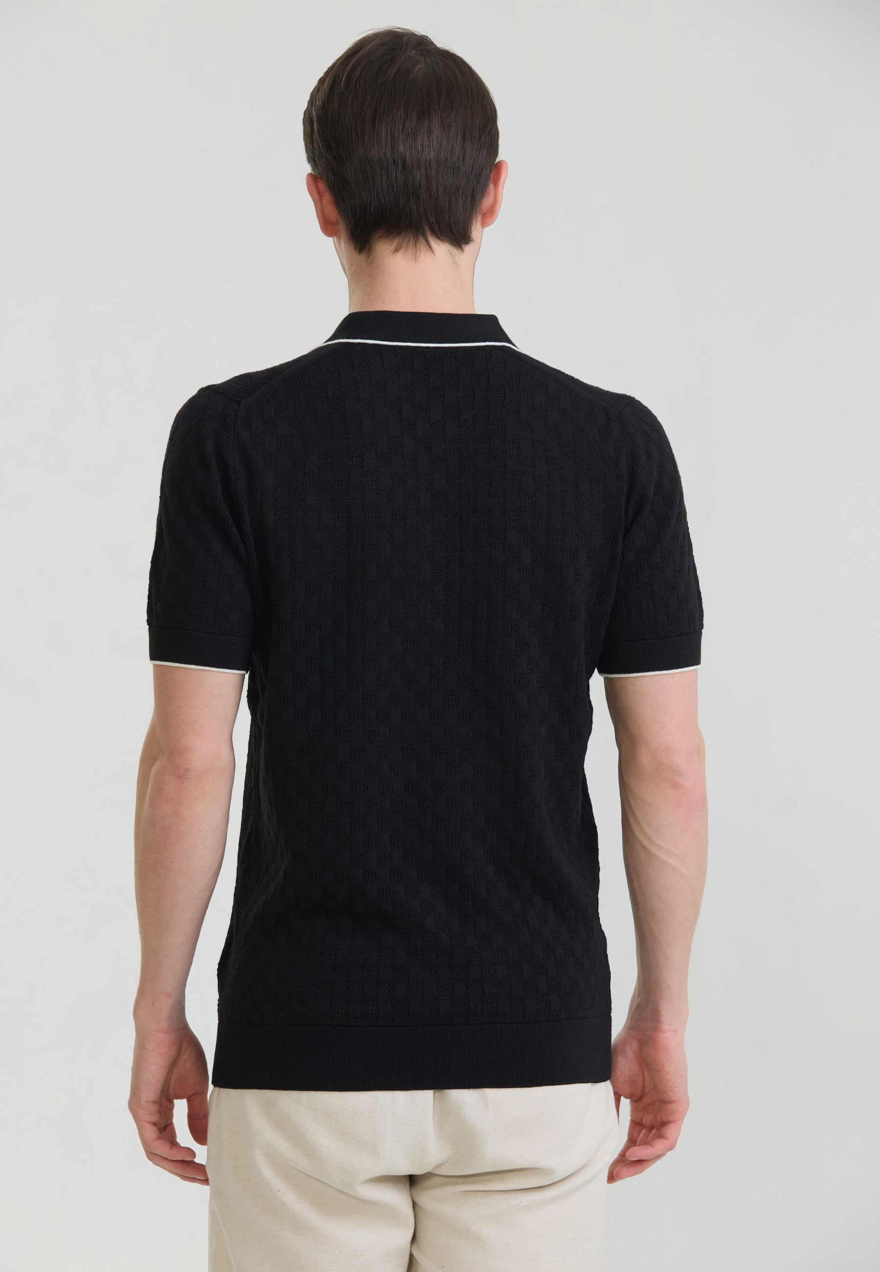 Erkek Nefes Alabilir Delikli Triko Polo T-Shirt