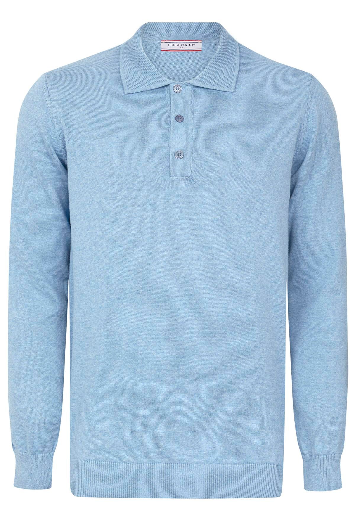 Erkek Polo Yaka Basic Kazak - Mavi