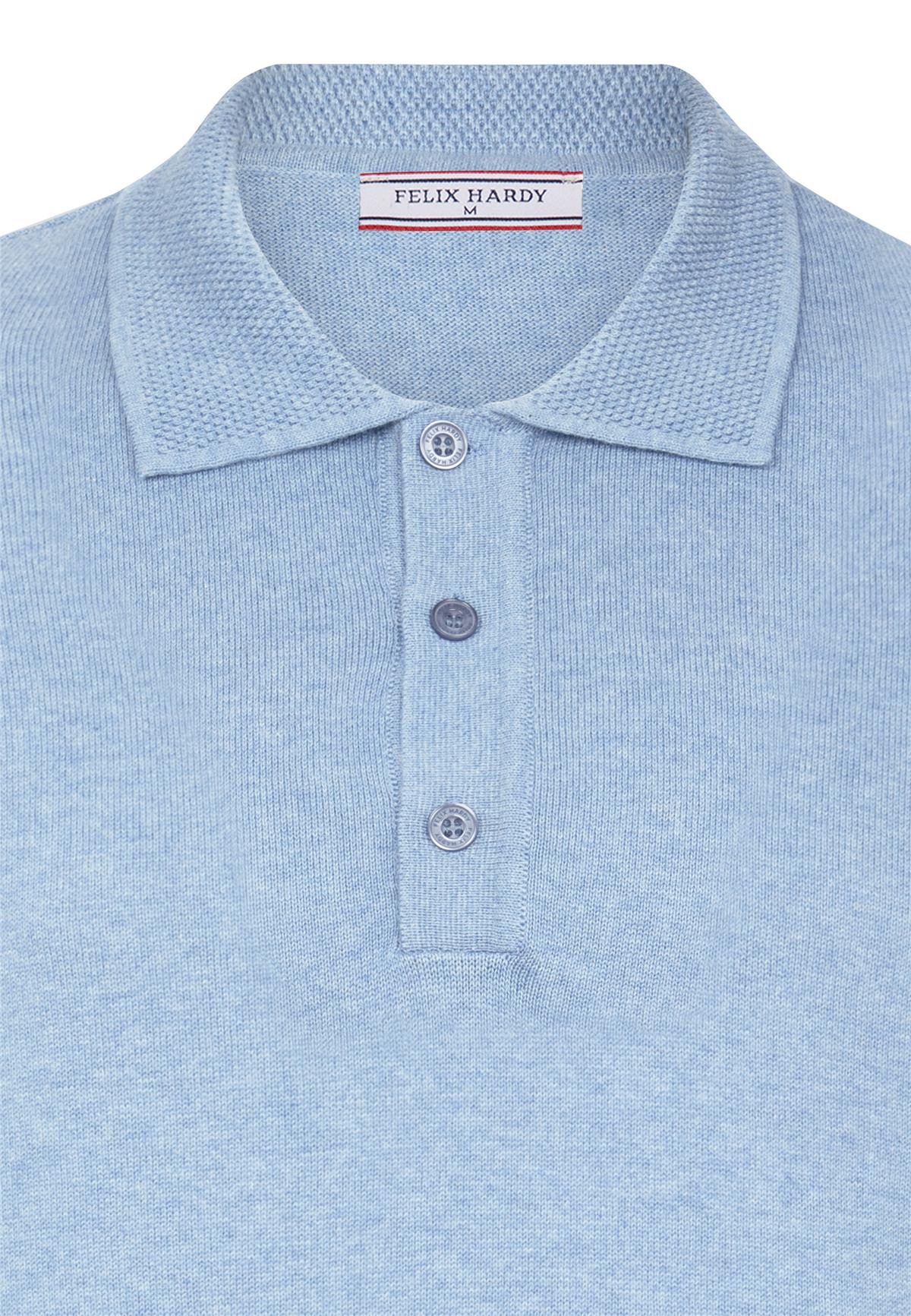 Erkek Polo Yaka Basic Kazak - Mavi