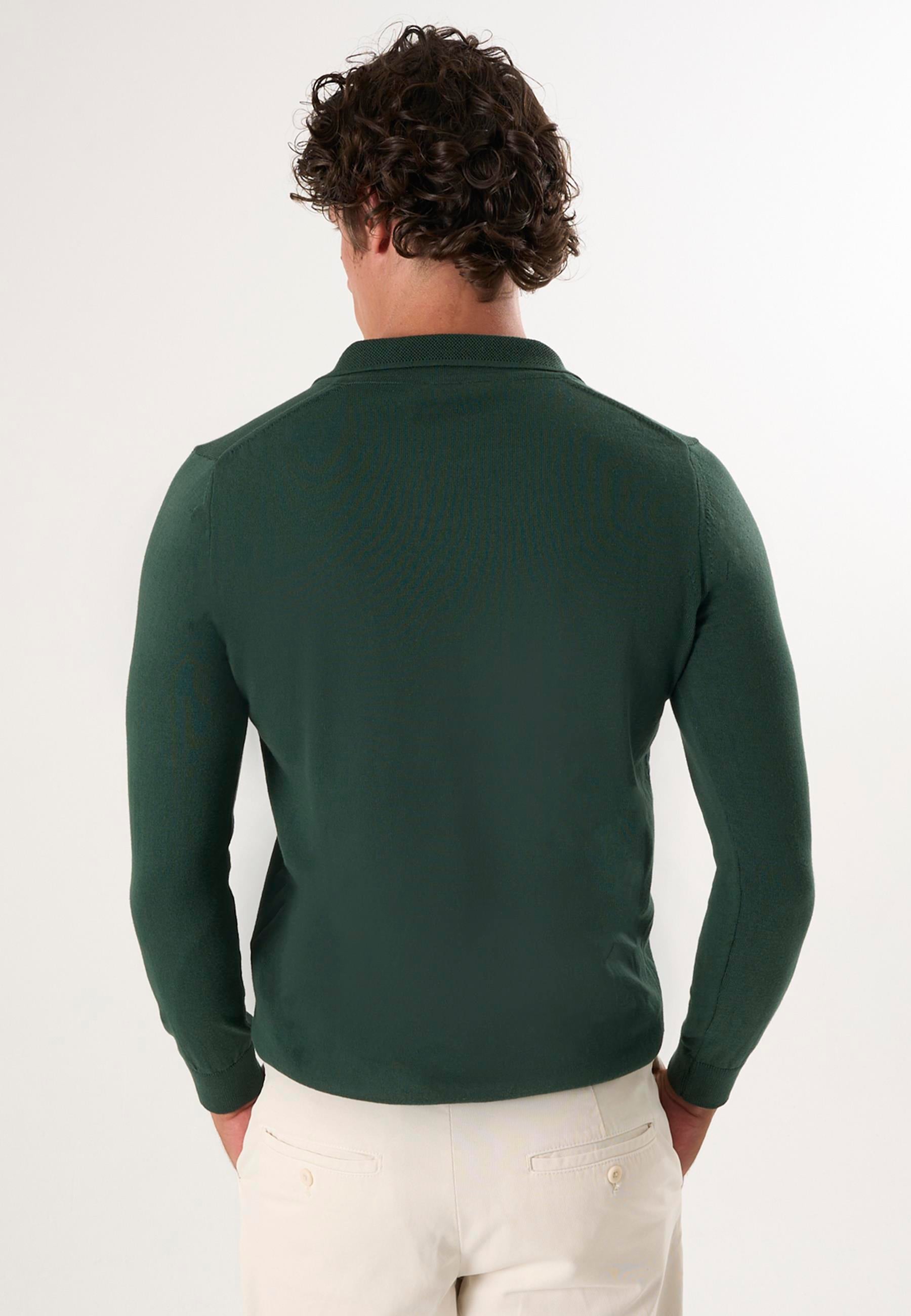 Erkek Polo Yaka Basic Kazak - Koyu Yeşil