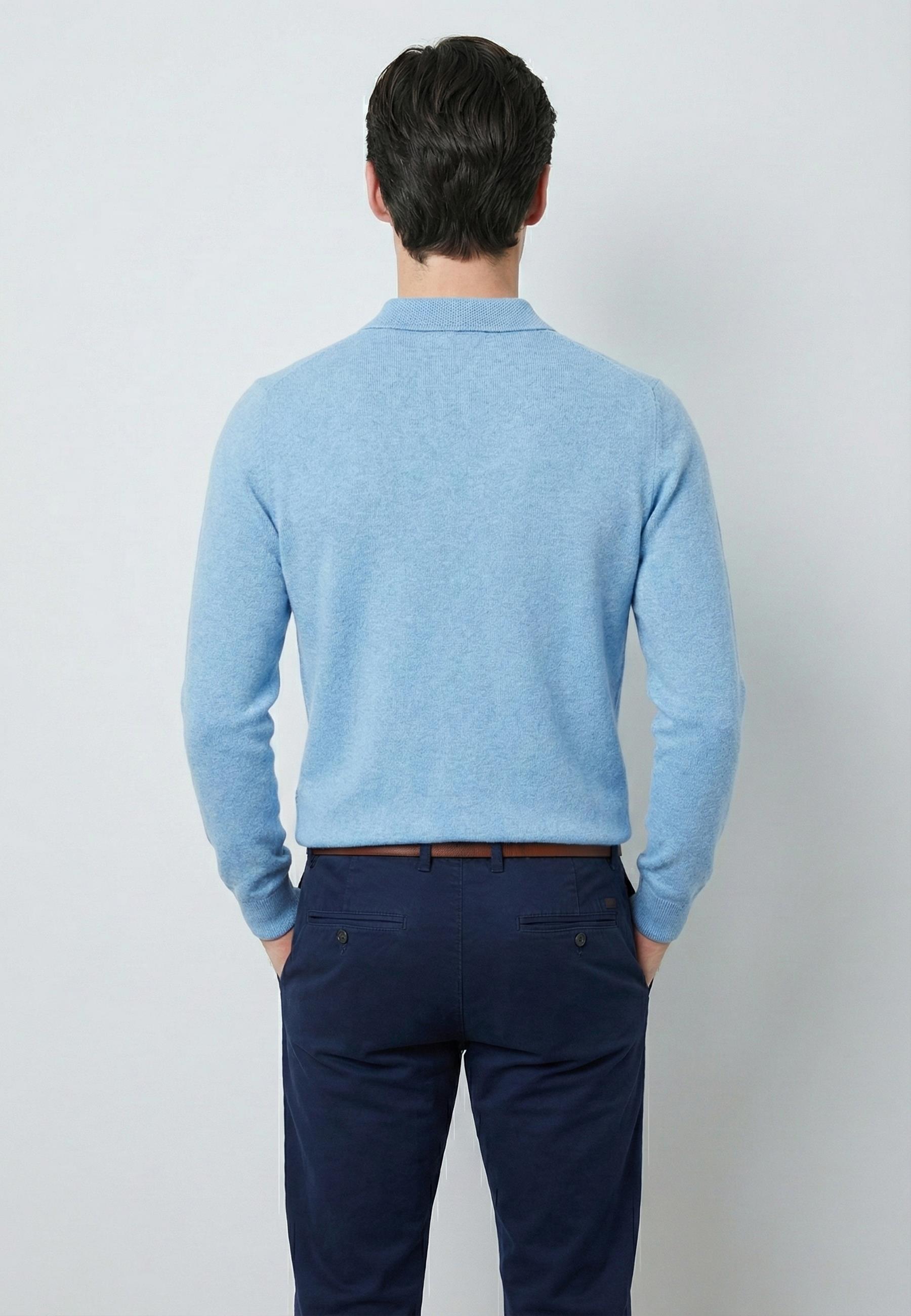Erkek Polo Yaka Basic Kazak - Mavi