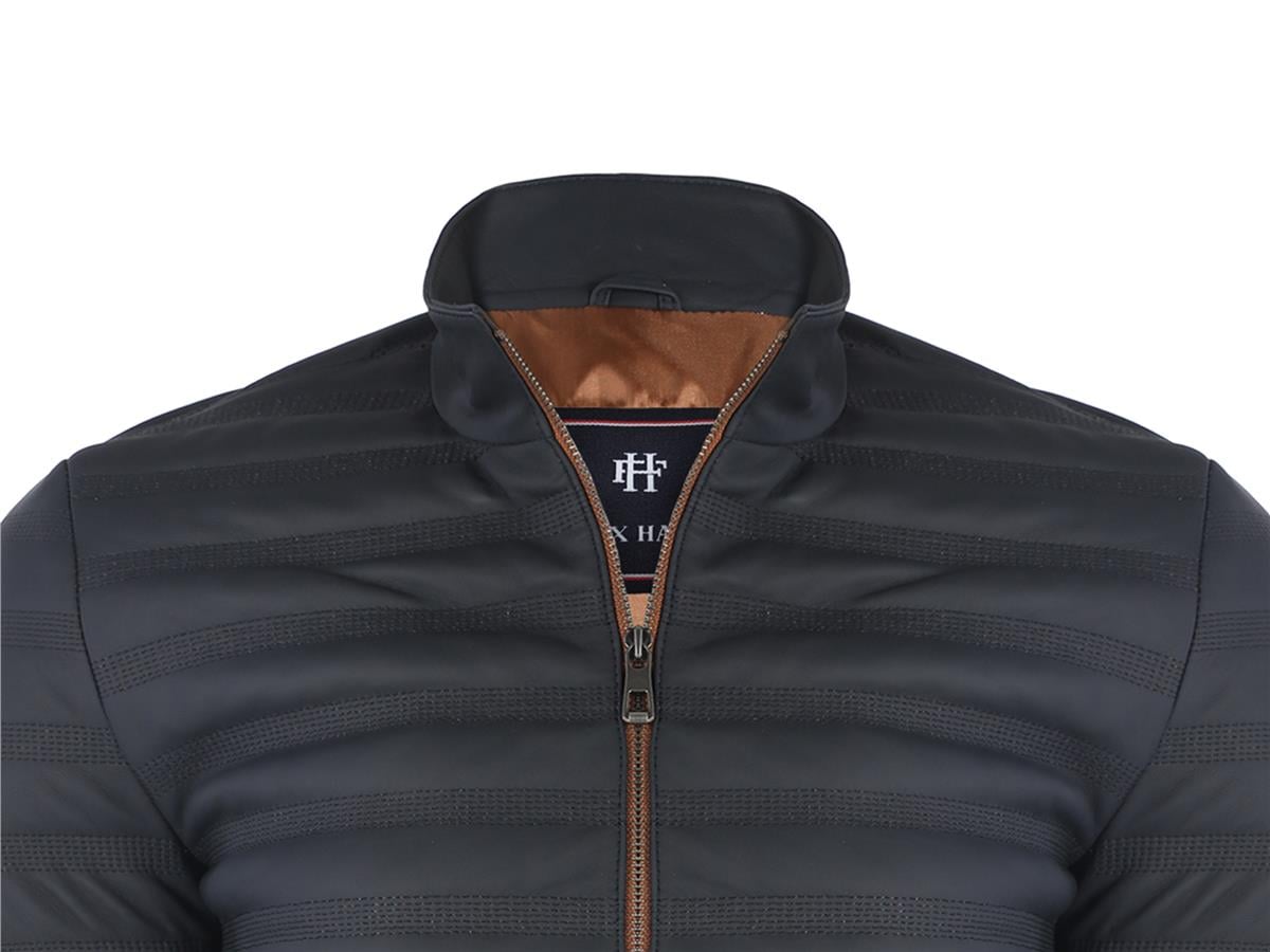 Felix Hardy Lacivert Taffeta Dokulu Erkek Tasarım Mont