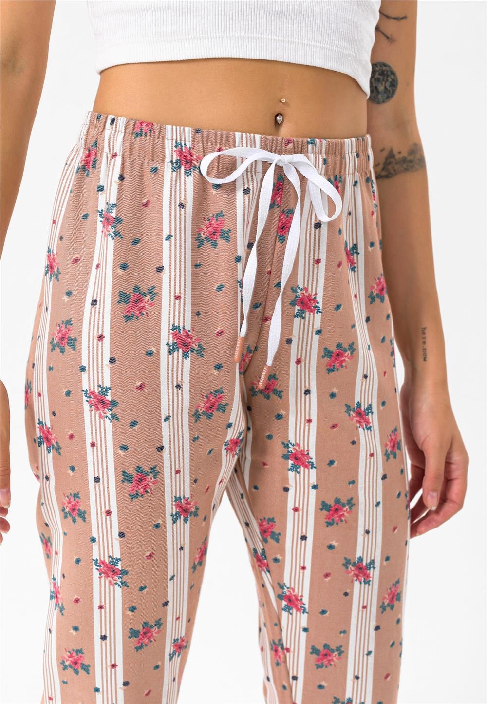 Felix Hardy Kadın İnce Yazlık Pijama - Açık Kahve-Ekru - Açık Kahve-Ekru