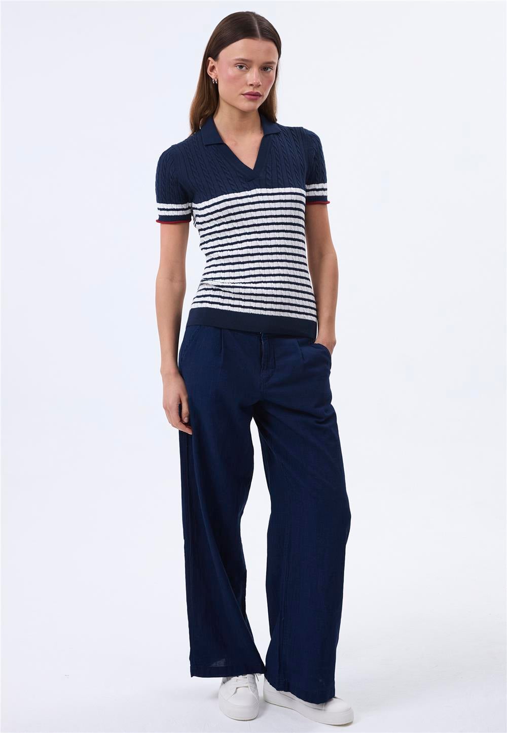 Felix Hardy Kadın Kısa Kollu Polo T-Shirt - Lacivert