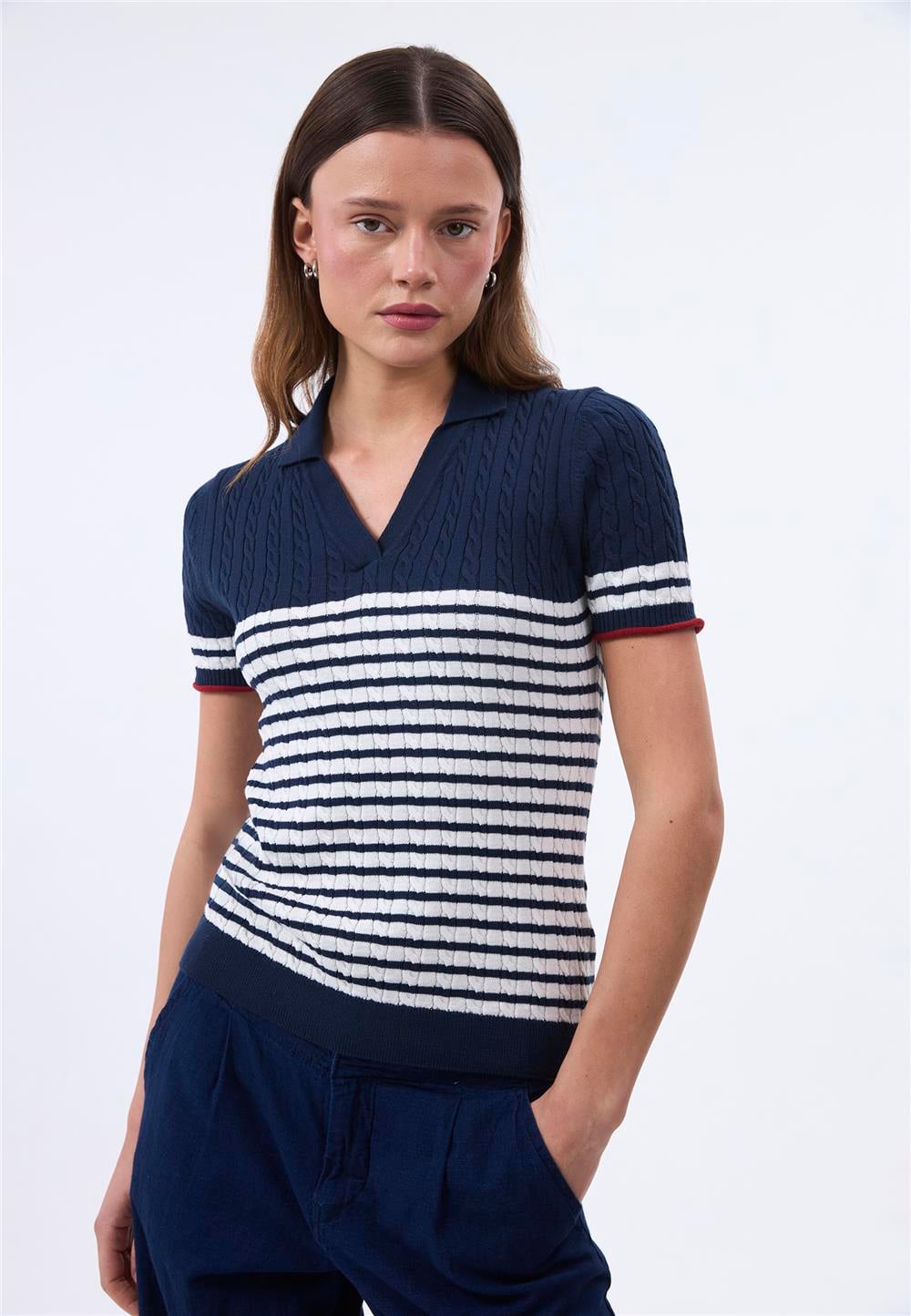Felix Hardy Kadın Kısa Kollu Polo T-Shirt - Lacivert
