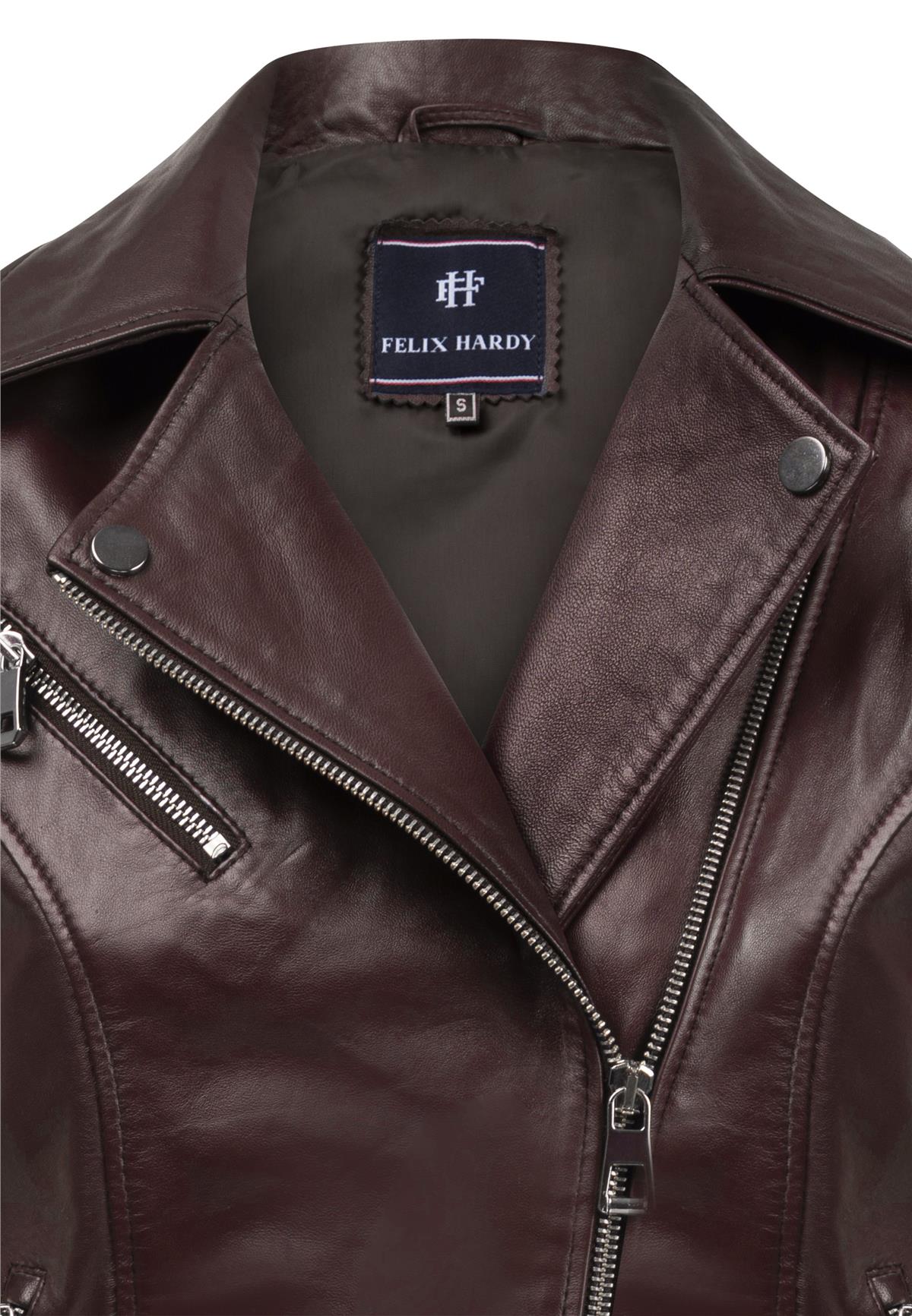 Kadın Slim Fit Çapraz Fermuarlı Deri Ceket - Bordo