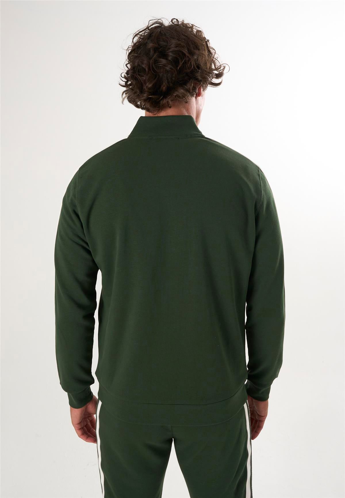 Yüksek Yaka Tam Fermuarlı Sweatshirt - Yeşil