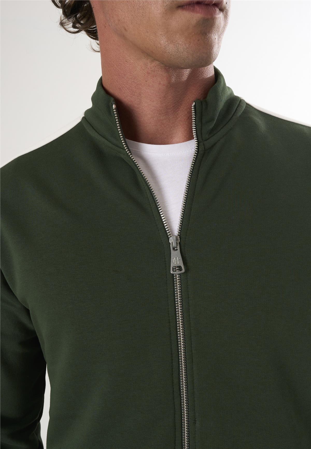 Yüksek Yaka Tam Fermuarlı Sweatshirt - Yeşil