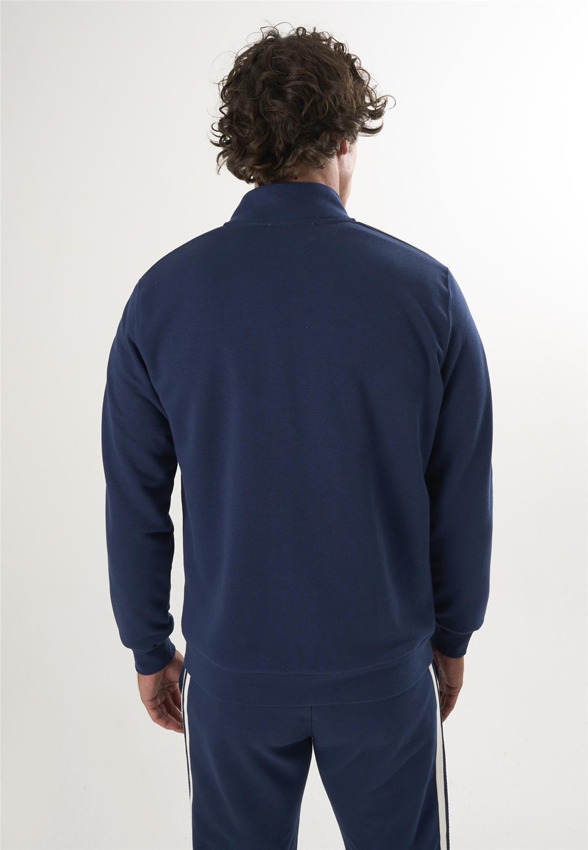 Yüksek Yaka Tam Fermuarlı Sweatshirt - Lacivert